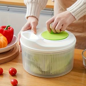 편리한 채소 건조와 과일 세척을 위한 대용량 샐러드 스피너: 주방 보관 및 준비를 위한 저장용 뚜껑과 거름