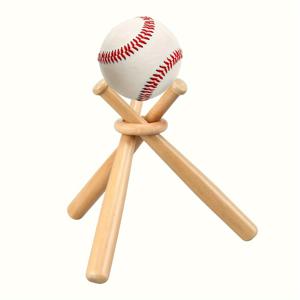 나무로 만든 야구배트 디스플레이 스탠드, 독특한 작은 야구, 소프트볼 라켓 홀더 랙