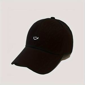 간단한 웃는 그래픽 야구 모자 솔리드 컬러 캐주얼 아빠 모자 여성 남성을위한 경량 조절 커플 스포츠 모자