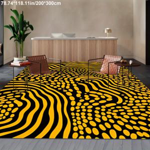 1pc 노란색과 검은색 추상적인 창의적인 패턴 카펫 지역 러그 호텔 거실 침실 부드러운 카펫 기계 세탁 가능 비끈적인 백판지 거실 침실 공부 식당 가정 사무실 입구 문 실내 장식용 카펫 바닥 매트