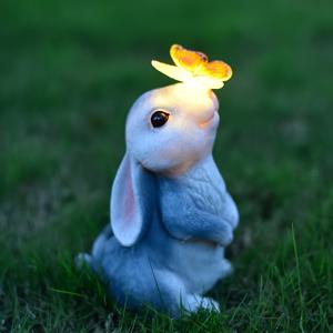 1pc 태양 시뮬레이션 동물 마당 빛 귀여운 토끼 발코니 정원 야외 크리 에이 티브 장식 조경 배열 장식품