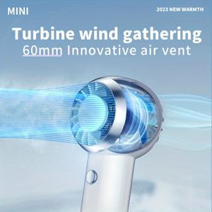1pc 2024년형 USB 충전 미니 터보 핸드헬드 소형 선풍기, 고속 무브러시 모터 작동, 휴대용 선풍기 야외용