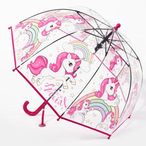 1pc 가방 가장자리와 새로운 다채로운 공주 우산 귀여운 투명 플라스틱 인쇄 유니콘 우산