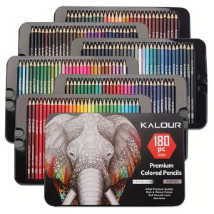 칼로우 180가지 색상의 고급 철제 상자 특별 컬러 연필 미술 드로잉 특별 컬러 연필
