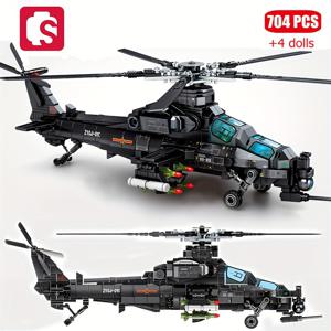 군용 항공기 항공 무장 헬리콥터 육군 Z-10 항공기 모델 조립 된 빌딩 블록 장난감 생일 선물
