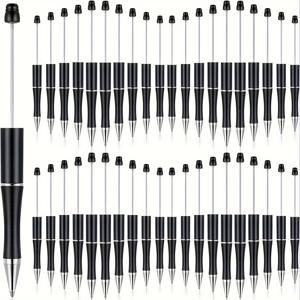 사무실 및 학교 용품을 위한 여분의 리필이 있는 검은 잉크 롤러볼 펜과 다양한 비드 펜 샤프트가 있는 플라스틱으로 만들어진 40개의 비드볼펜