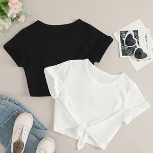 여름 옷 파티 선물 야외용 스타일리시한 소녀들을 위한 단정한 반팔 티셔츠 세트 2개