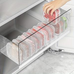 냉동고용 뚜껑이 있는 10개 세트 쌓을 수 있는 식품 보관용기 - BPA프리 냉장고 정리함 고기, 아이스크림, 채소용 - 투명한 밀봉 보존 상자 - 식기세척기 안전