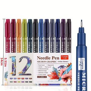 다채로운 색상의 0.5mm 초미세 펜, 빠르게 말라서 안전한, 쉽게 잡히는 젤 잉크 롤러볼 펜 12개 세트
