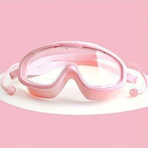 TEMU 안개 방지 수영 고글 여성용, 통합 귀마개, 편안한 실리콘 밀봉, 완벽한 착용감을 위한 조절 가능한 스트랩