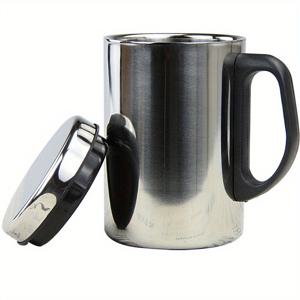 TEMU 손잡이가 있는 커버 스테인리스 스틸 이중층 마시는 컵, 머그잔용 커버와 손잡이 포함