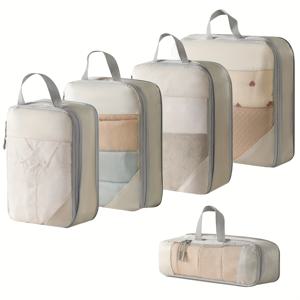 TEMU 5 Set 압축 패킹 큐브 여행용, 가벼운 휴가 여행 필수품, 수하물 정리 가방 세트를 위한 여행 액세서리, 내구성 있는 여행용 가방 정리용품