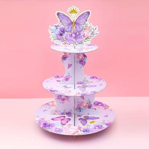 TEMU 나비 모양의 컵케이크 스탠드, 컵케이크를 위한 나비 장식이 달린 종이케이크 디저트 홀더 타워, 파티 용품 클래스를 위한