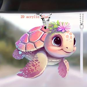 TEMU 1pc, 핑크 꽃 거북이 행운 부적, 차 장식, 좋은 기분을 가져다줍니다, 운을 두 배로 늘려줍니다!!!