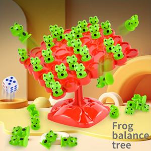 TEMU 개구리 균형 나무 보드 게임, 수학 쌓기 집중 훈련 게임 장난감, 파티 인터랙티브 게임 장난감