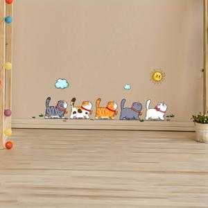 TEMU 1 시트 새끼 고양이 레저 산책 벽 스티커, 거실 침실 통로 입구 벽 스티커, 욕실 Pvc 방수 자체 접착 스티커 Eid Al-Adha Mubarak