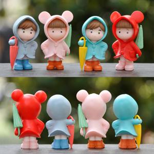 TEMU 4pcs 귀여운 슈퍼 귀여운 소녀 어린 소녀 만화 비옷 커플 인형 작은 장식품 데스크탑 마이크로 조경 장식