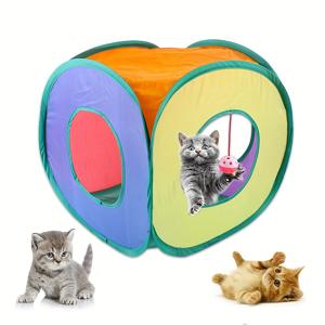 TEMU 고양이 장난감 새끼 고양이 애완 동물 놀이 텐트 터널 놀이터 장난감 야외 Rainbown Foldable 재미 있은 고양이 터널