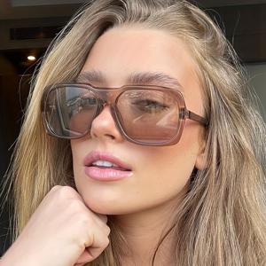 TEMU 큰 프레임 빈티지 패션 안경 커피 투명 여성 선글라스 야외 골프 스포츠 안경