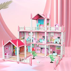 TEMU 인형의 집 세트에는 9개의 방이 포함되어 있습니다. 가구 액세서리, 인형의 집 장난감, 집 핑크 DIY 조립 주택 어린이 장난감 인형의 집 성 작은 집, 크리스마스 소녀 생일 선물에 적합