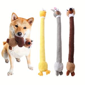 TEMU 1pc 긴 목 동물 디자인 애완 동물 연삭 치아 삐걱 거리는 플러시 장난감, 개 대화 형 공급을위한 내구성 씹는 장난감