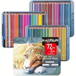 TEMU 어른들을 위한 메탈릭 패스텔 연필 세트, 컬러링 초보자 및 예술가들을 위한 KALOUR 72개의 메탈릭 컬러 연필