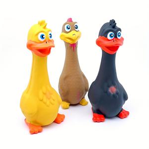 TEMU 1개의 비명을 지르는 닭/오리 디자인 라텍스 개 깨물기 장난감, 튼튼한 지저귀는 개 이빨 갈기 장난감, 애완동물 장난감
