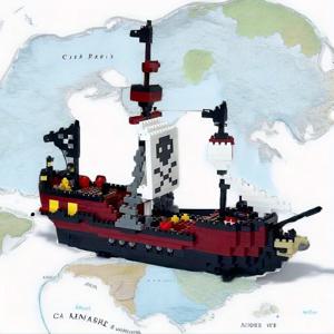 TEMU 해적선 모델 마이크로 입자 조립 교육용 빌딩 블록