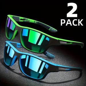 TEMU 남성 및 여성을 위한 2개 팩 패션 사이클링 안경, 컬러풀한 렌즈가 있는 야외 스포츠 방풍 안경, 스타일리시한 안경