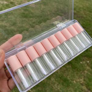TEMU 10피스 미니 립글로스 튜브 세트 - 4Ml 핑크 라운드 투명 DIY 립스틱 컨테이너, 트위스트 캡 & 보관 상자 포함, 무향