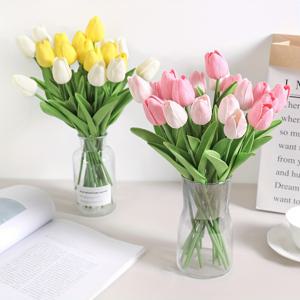 TEMU 10pcs, 인공 튤립, 인공 꽃 가짜 꽃 현실적인 시뮬레이션 꽃 피는 DIY 공예 신부 꽃다발 홈 테이블 거실 장식, 실내 옥외 장식