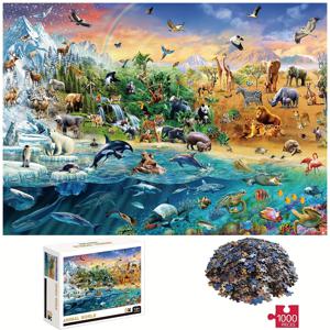 TEMU 1000개의 동물 세계 퍼즐, 두껍고 튼튼한 실내 퍼즐, 어른들을 위한 재미있는 가족용 도전적인 퍼즐, 생일, 크리스마스, 할로윈, 추수감사절, 부활절을 위한 퍼즐