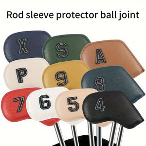 TEMU 10피스 세트, 골프 클럽 아이언 커버, 혼합 색상, 단순한 방수 PU, 양각 숫자, 골프 아이언 헤드용 보호 장비