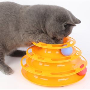 TEMU 고양이 3 레이어 턴테이블 장난감 교육 놀이 트랙 타워 고양이 티저 실내 고양이를위한 장난감 접시