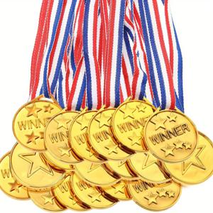 TEMU 30개입 골든 플라스틱 우승 메달 세트 - 스포츠, 대회, 재능 쇼 및 생일 파티에 적합