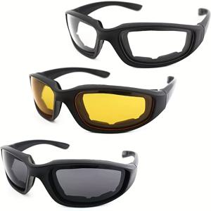TEMU 3개 세트, 스포츠 안경 콤보, 바람막이 사이클링 안경, 노란색과 회색 렌즈가 있는 야외 안경, 남성과 여성을 위한 튼튼한 프레임, 운동용 액세서리