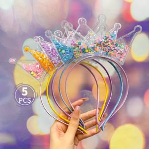 TEMU 5pcs 여아들을 위한 달콤한 왕관 머리띠, 공주 머리 액세서리 세트 어린이 선물