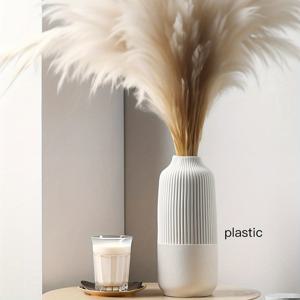 TEMU 11.4인치 높이의 1개 현대적인 스타일의 흰색 골짜기 플라스틱 꽃병, 견고하고 가벼워서 가정용 꽃 장식에 이상적입니다.