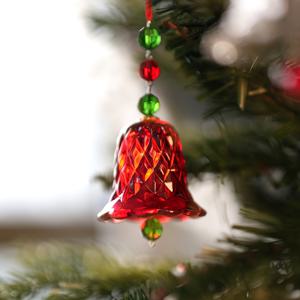 TEMU 빨간색 투명 크리스탈 풍경 윈도우 댕글 벨 유리 펜던트 휴일 크리스마스 트리 장식