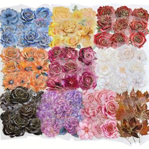 TEMU 메탈릭 홀로그래픽 가장자리가 있는 100개의 대형 꽃 스티커, 스크랩북, 저널링 및 미적 홈 장식용 재사용 가능한 수채화 꽃