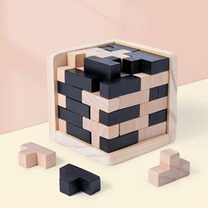 TEMU 3D 나무 퍼즐 IQ 장난감, 어린이를위한 54T 큐브 교육 장난감 어린이 성인, 성인 및 퍼즐 애호가를위한 지적 게임