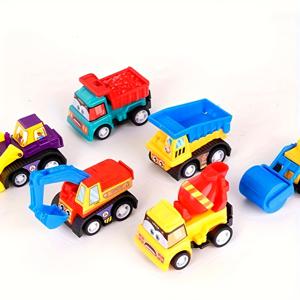 TEMU 6pcs 풀백 자동차 세트, 미니 건설 엔지니어링 차량, 굴삭기 트럭 트랙터 장난감, 파티 호의, 스타킹 스터퍼, 장난감