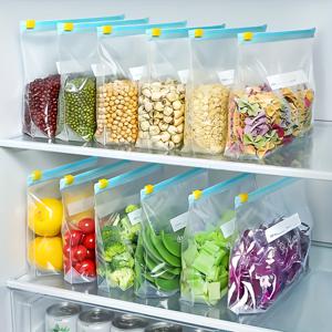 TEMU 45피스 지퍼 보관 가방 세트 - 누수 방지 및 재사용 가능한 과일, 채소, 곡물 및 고기용 식품 정리함 - 라벨 포함 공간 절약 주방 솔루션.