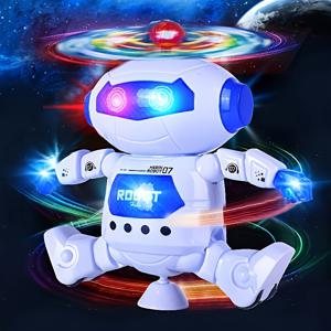 TEMU 빛과 음악이 있는 어린이용 인터랙티브 댄스 로봇 장난감 - 360° 회전, 3-6세 소년 및 소녀를 위한 이상적인 휴일 선물