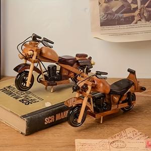 TEMU 빈티지 나무 오토바이 장식 창의적인 집용 데스크탑 오토바이 모형 장식 나무 공예 이스터 선물