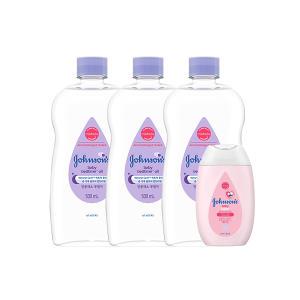 존슨즈 베이비 베드타임 오일, 500ml, 3개 + 증정(핑크 로션, 100ml, 1개)