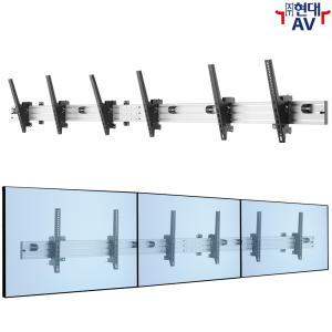 현대AV HD-6653WT 대형 TV 3대 메뉴보드 벽걸이 브라켓, 32~86인치 지원(길이 조절 옵션), 무게 150kg 지원, 상하 각도 조절, 메뉴판, 한글 설치안내서 제공