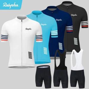 Rapha 남성용 사이클링 저지 세트, 자전거 반팔 의류, 턱받이 반바지