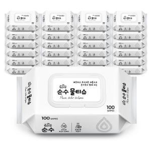 순수 대용량물티슈 청소용물휴지 캡형 100매x20팩+5팩