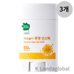 그린핑거 야외놀이 투명 선스틱 SPF50+ PA++++ 3개